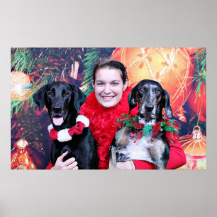 Weihnachten - Catahoula Brita und Labrador Cooper Poster