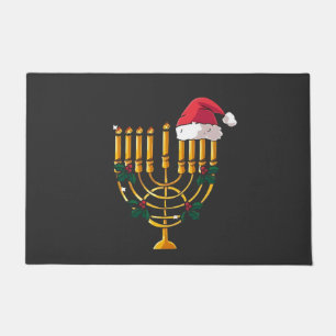 Weihnachten Chanukka jüdisch Santa Menora  Fußmatte