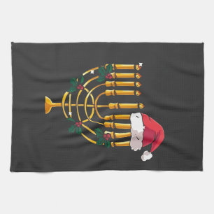 Weihnachten Chanukka jüdisch Santa Menora  Geschirrtuch