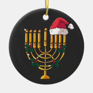 Weihnachten Chanukka jüdisch Santa Menora Keramik Ornament