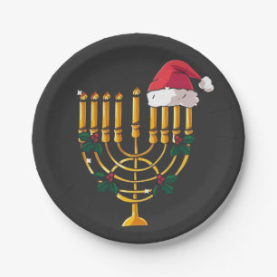 Weihnachten Chanukka jüdisch Santa Menora  Pappteller