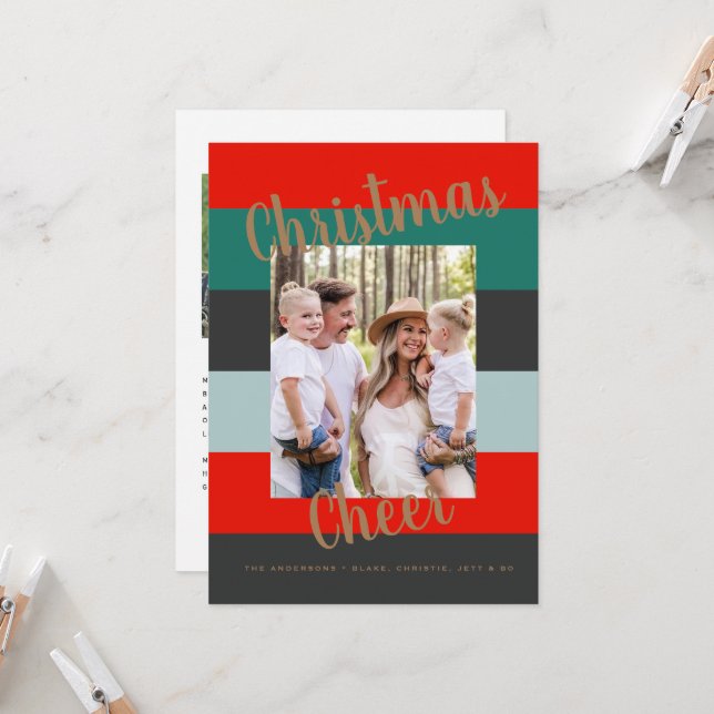 Weihnachten Cheer Moderne farbenfrohe Multi-Foto (Vorderseite/Rückseite Beispiel)