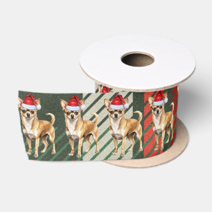 Weihnachten Chihuahua Dog Rot und Grün Kariert Satinband