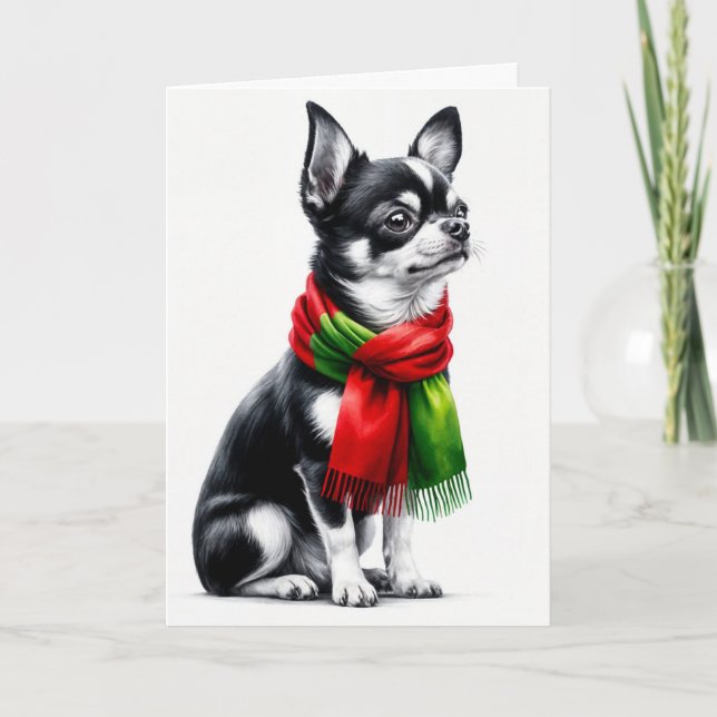Weihnachten Chihuahua mit Winterskarte Karte (Vorderseite)