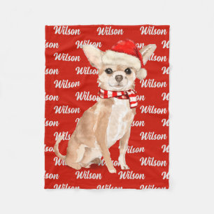 Weihnachten Chihuahua Santa Dog Name Fleecedecke