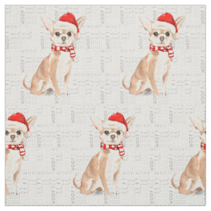 Weihnachten Chihuahua Santa Dog Woof Word Art Stoff