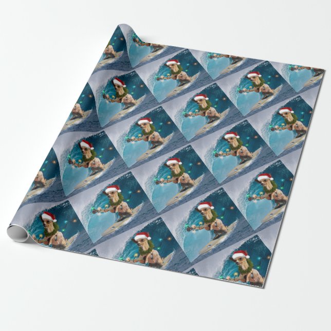 Weihnachten Chihuahua Surfing Geschenkpapier (Ungerollt)