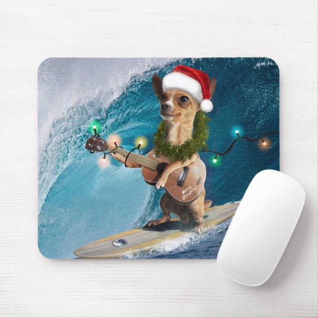 Weihnachten Chihuahua Surfing Mousepad (Mit Mouse)