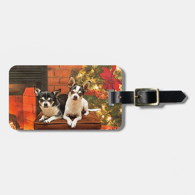 Weihnachten Chihuahuas Gepäckanhänger (Vorderseite horizontal)