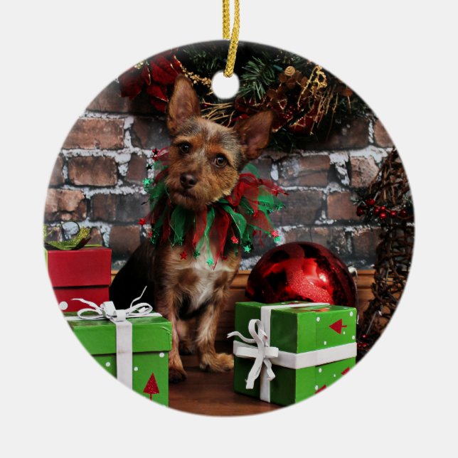 Weihnachten - Chorkie - Toby Keramikornament (Vorne)