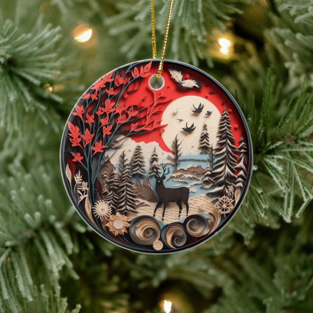 Weihnachten Christlich Personalisiert Rustikal Keramik Ornament (Baum)
