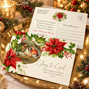Weihnachten Christmas Poinsettien Frohe Weihnachte Postkarte