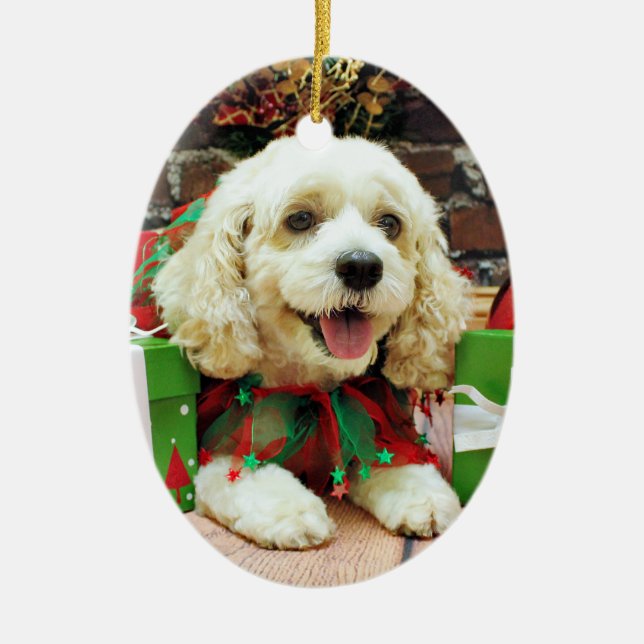 Weihnachten - Cockapoo - Clancy Keramikornament (Vorne)