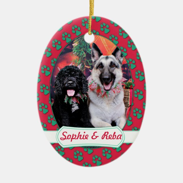 Weihnachten - Cockapoo Sophie - Reba Schäfer Keramikornament (Vorne)