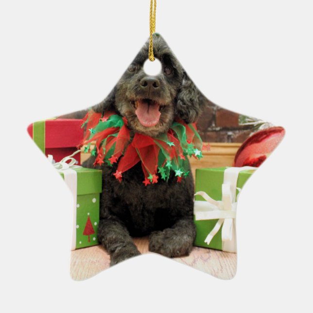 Weihnachten - Cockapoo - Trumbo Keramikornament (Vorne)