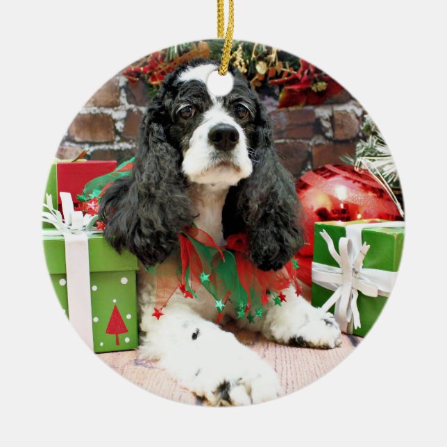 Weihnachten - Cocker spaniel - Laci Keramikornament (Vorne)