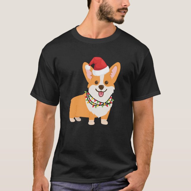 Weihnachten Corgi Hund Cartoon Stil Fawn Red Sweet T-Shirt (Vorderseite)