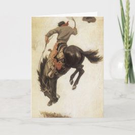 Weihnachten, Cowboy on Bucking Bronco Horse Feiertagskarte