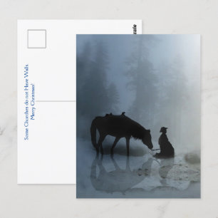 Weihnachten Cowboy und Pferd Postkarte