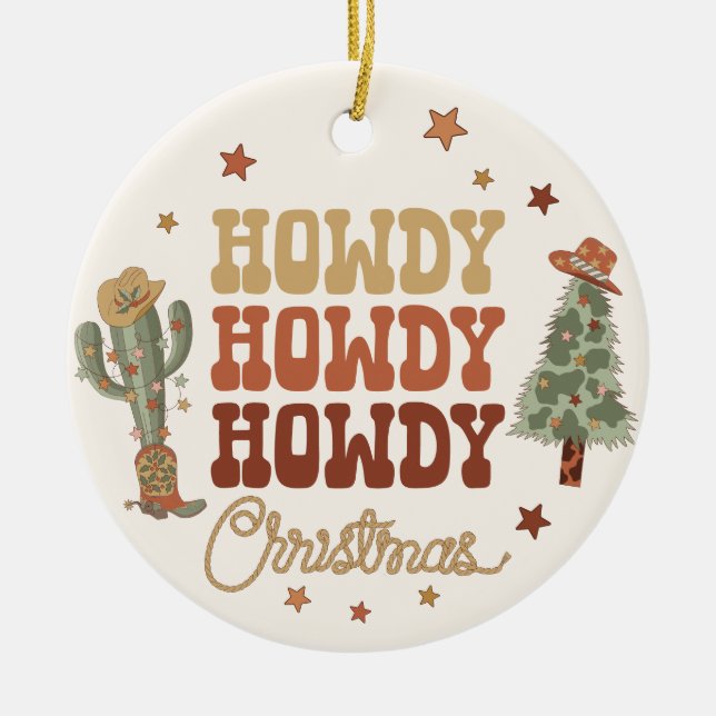 Weihnachten, Cowboy Weihnachten Keramik Ornament (Vorne)