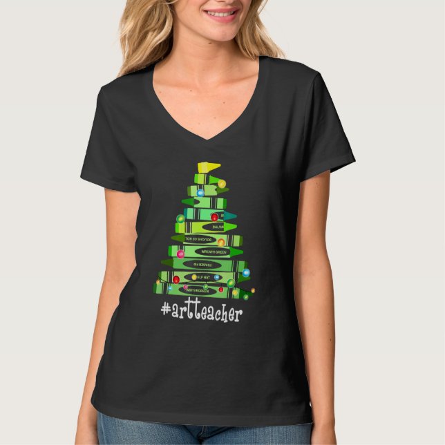 Weihnachten Crayon Art Teacher Tree Beste Weihnach T-Shirt (Vorderseite)