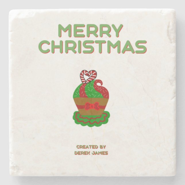 Weihnachten Cupcake Marmor Stone Untersetzer (Vorderseite)