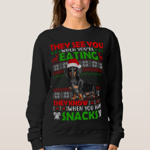 Weihnachten Dackel Sie sehen, wenn Sie essen Sweatshirt