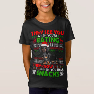 Weihnachten Dackel Sie sehen, wenn Sie essen T-Shirt