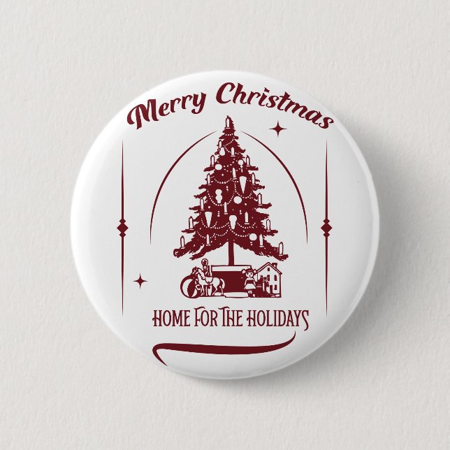 Weihnachten daheim Vintage Design Button (Vorderseite)