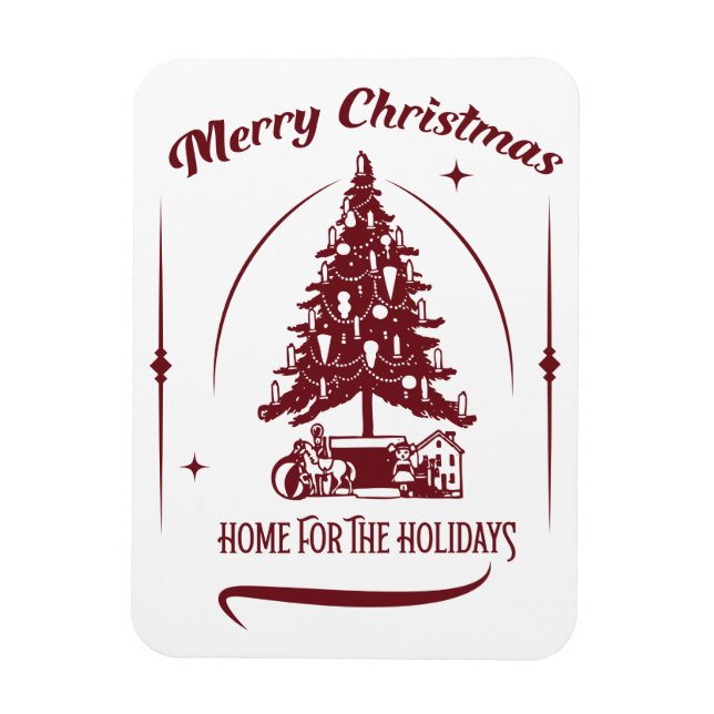 Weihnachten daheim Vintage-Design Magnet (Vertikal)
