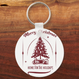 Weihnachten daheim Vintage-Design Schlüsselanhänger
