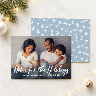 Weihnachten daheim Weiße Schrift Schneeflocken