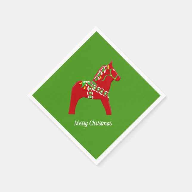 Weihnachten Dala Pferde Serviette (Ecke)