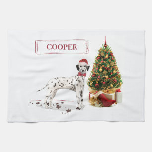 Weihnachten Dalmatiner Hund und Baum Geschirrtuch