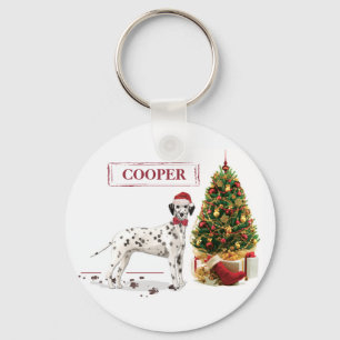 Weihnachten Dalmatiner Hund und Baum Schlüsselanhänger