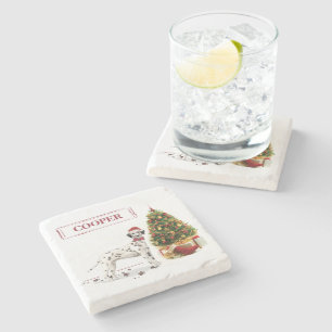 Weihnachten Dalmatiner Hund und Baum Steinuntersetzer