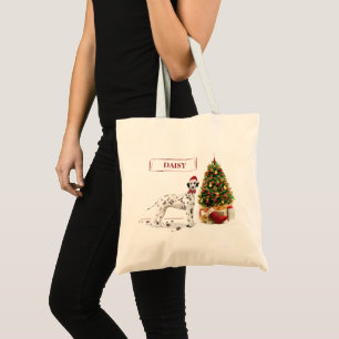 Weihnachten Dalmatiner Hund und Baum Tragetasche
