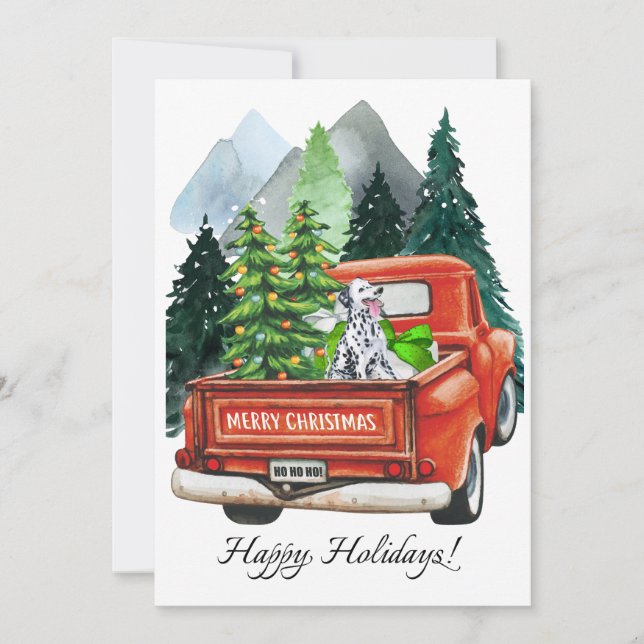 Weihnachten Dalmatiner & Vintager LKW (Vorderseite)