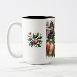 Weihnachten danke für die Feuerwehr Zweifarbige Tasse