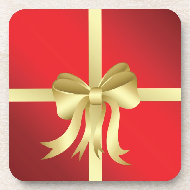 Weihnachten, das mit Goldbogen einwickelt Untersetzer (Vorderseite)