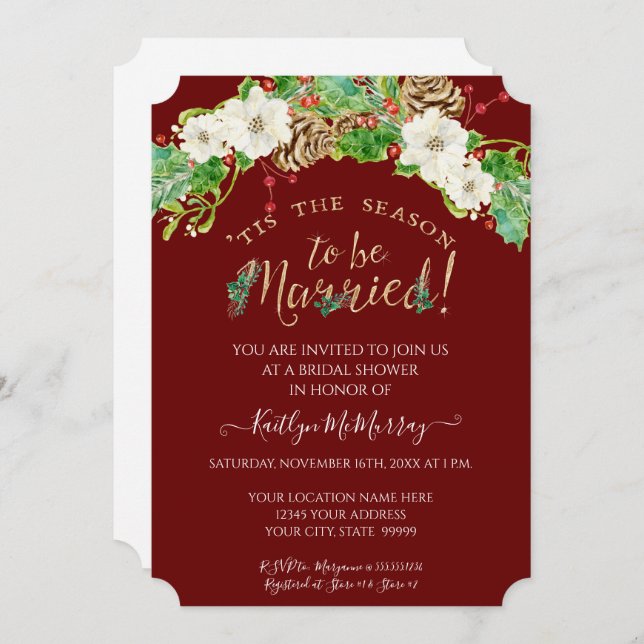 Weihnachten Das Verheiratete Brautparty der Jahres Einladung (Vorne/Hinten)