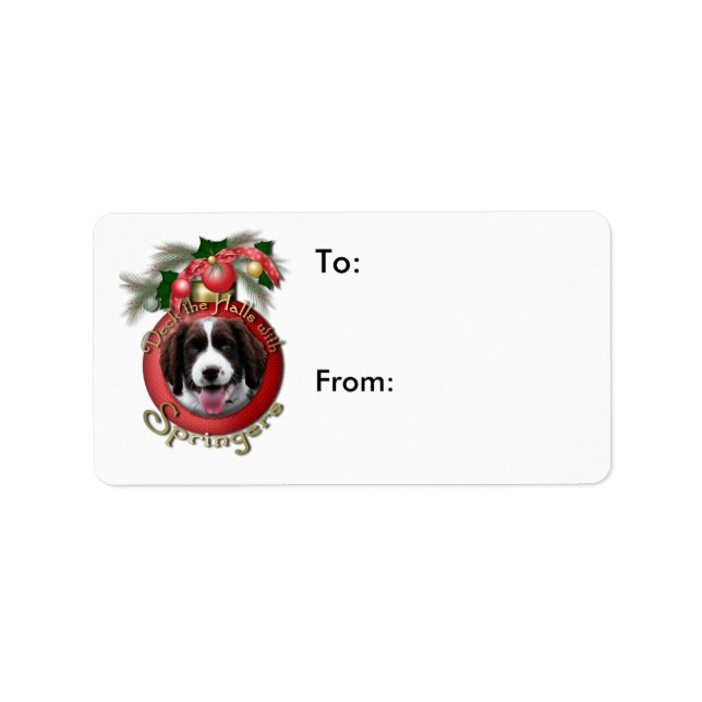 Weihnachten - Deck die Hallen Springer Spaniel Bax Adressaufkleber (Vorne)