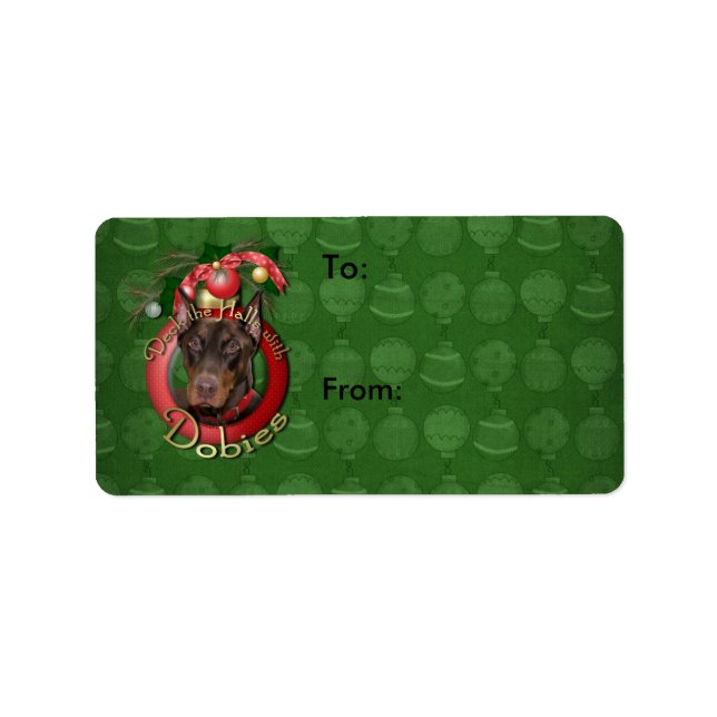 Weihnachten - Deck - Dobermänner - Rocky Adressaufkleber (Vorne)