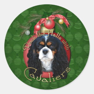 Weihnachten - Deck the Halls - Cavaliers - Tri-Col Runder Aufkleber
