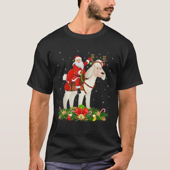 Weihnachten Dekoration Funny Santa Riding Poodle D T-Shirt (Vorderseite)