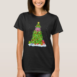 Weihnachten Dekorationen Lichter Santa Hippopotamu T-Shirt
