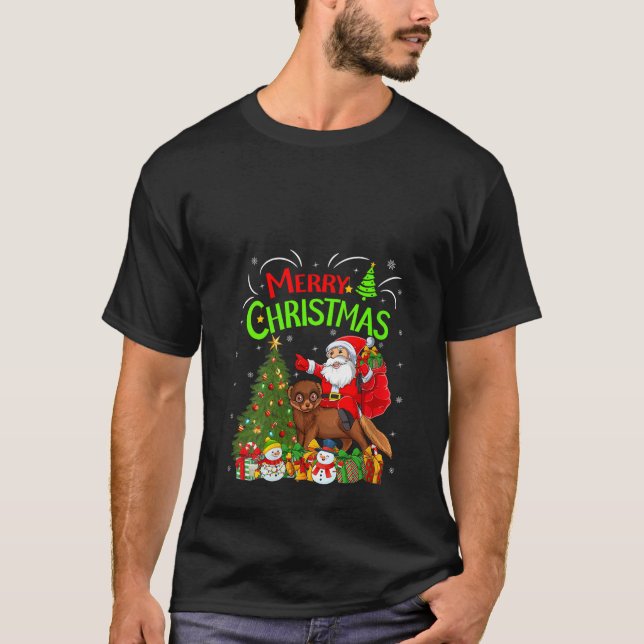 Weihnachten Dekorationen Tree Lights Santa Riding  T-Shirt (Vorderseite)