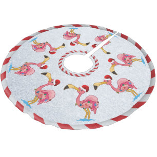 Weihnachten Dekoriert Flamingo Tree Skirt Polyester Weihnachtsbaumdecke