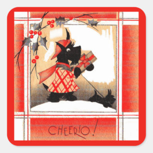 Weihnachten der 1930er Jahre sagt Scottie dog "Che Quadratischer Aufkleber