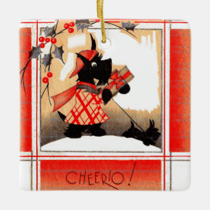 Weihnachten der 30er Jahre sagt Scottie dog "Cheer Keramikornament